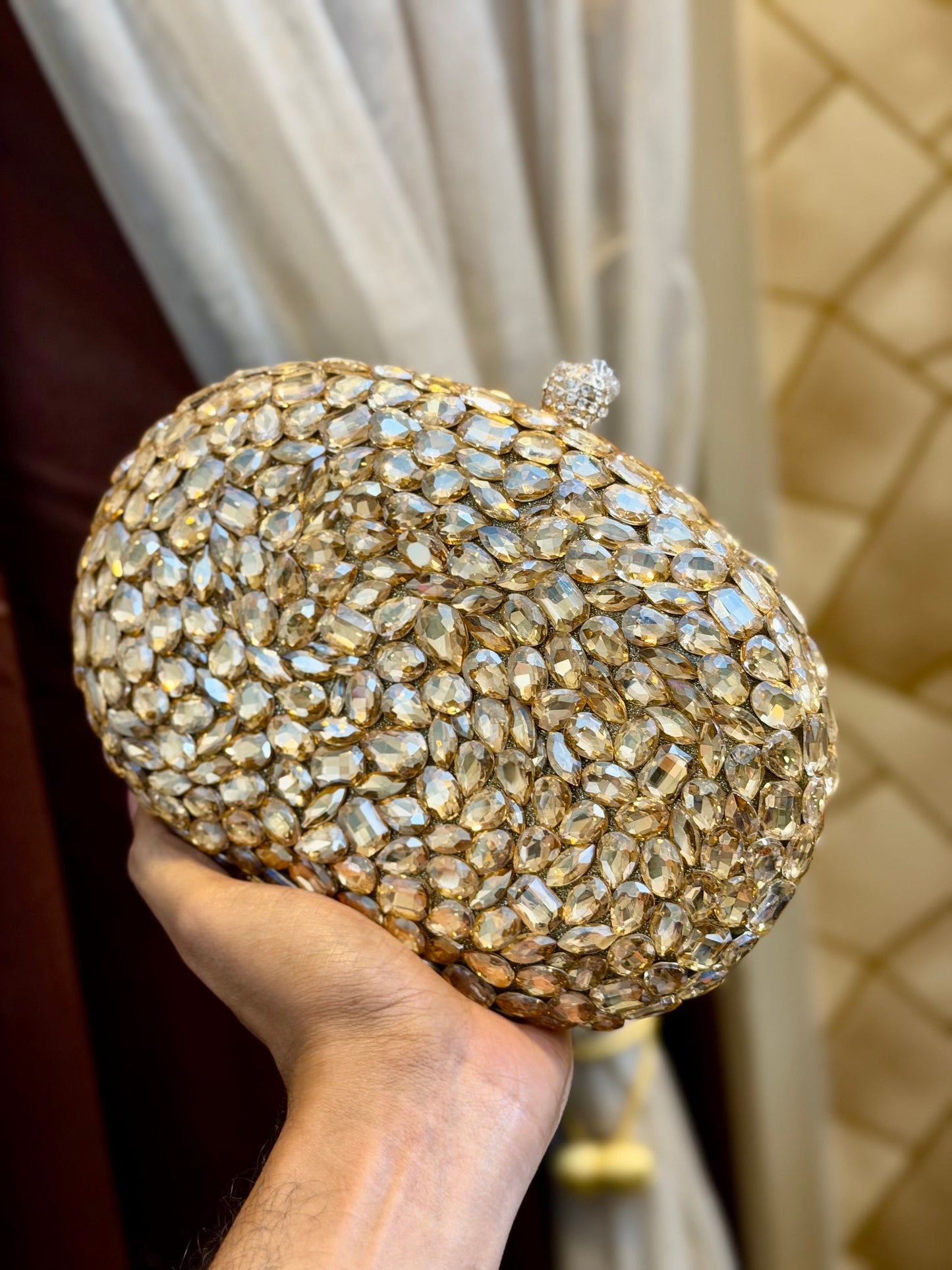 Exclusive diamond stone clutch- one side stone worked