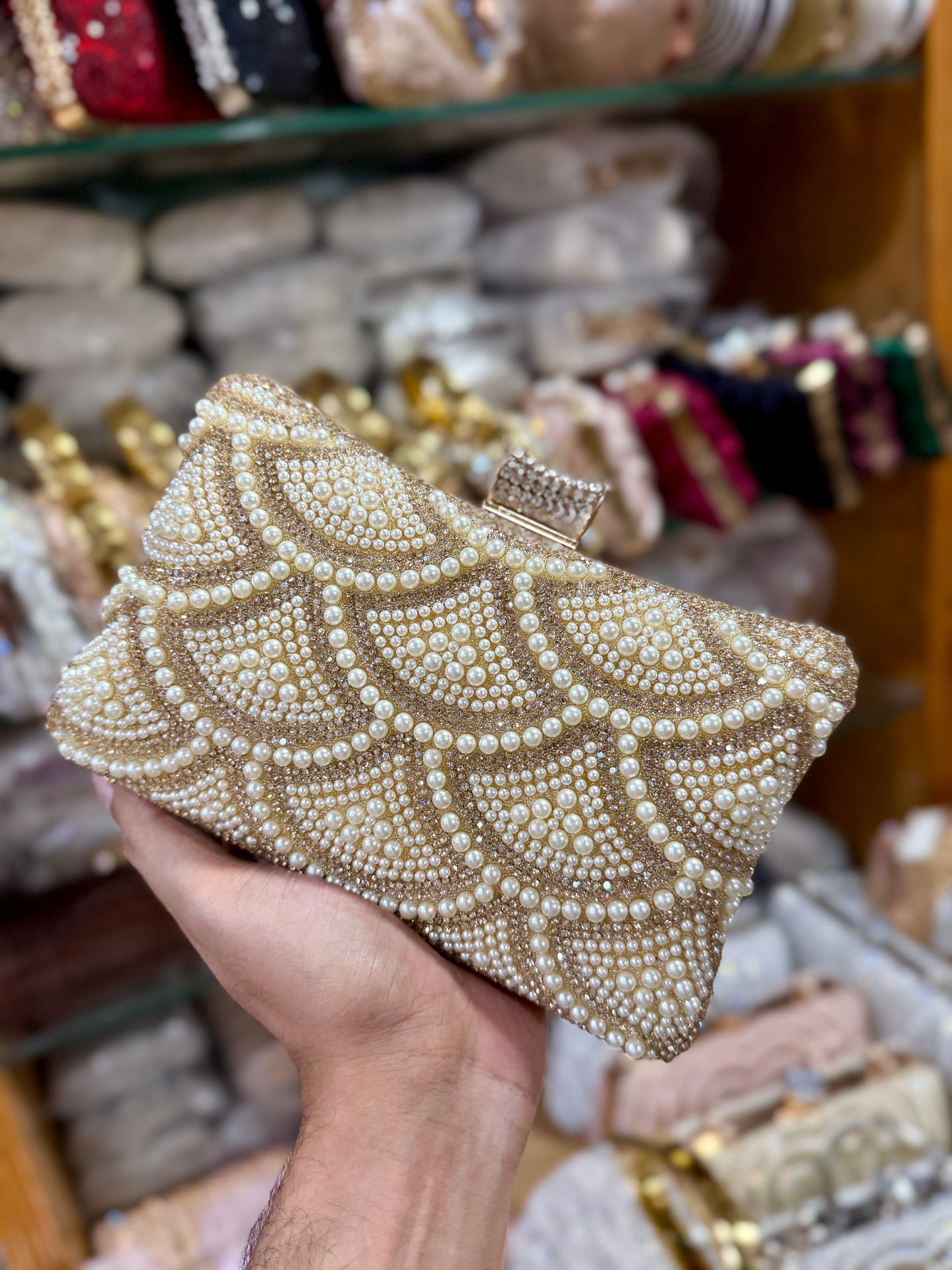 Beautiful one side gorgeous pearl worked party at discount OFFER | Glitzy golden color