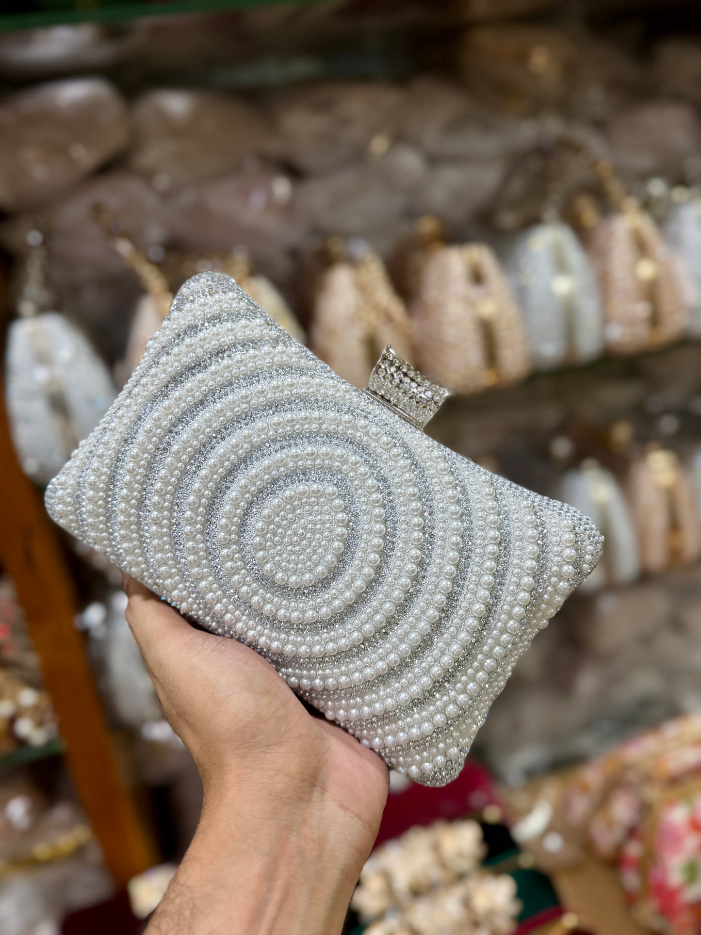 Beautiful one gorgeous pearl worked party at discount OFFER | Glitzy silver