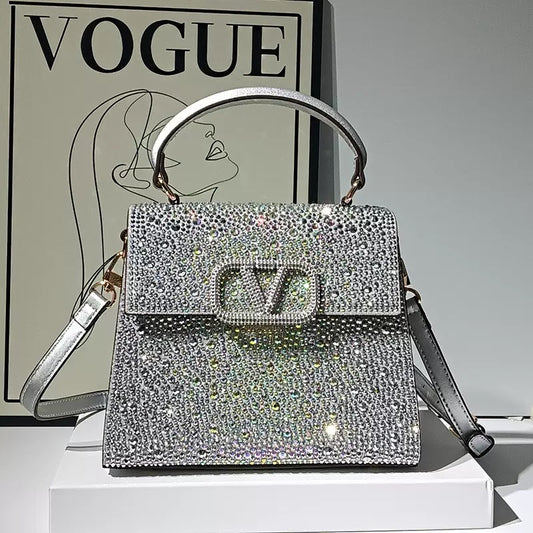 Luxury Sparkling Rhinestone handbag Bag with belt Strap Elegant Crossbody Fashion Shiny Evening Party Bag