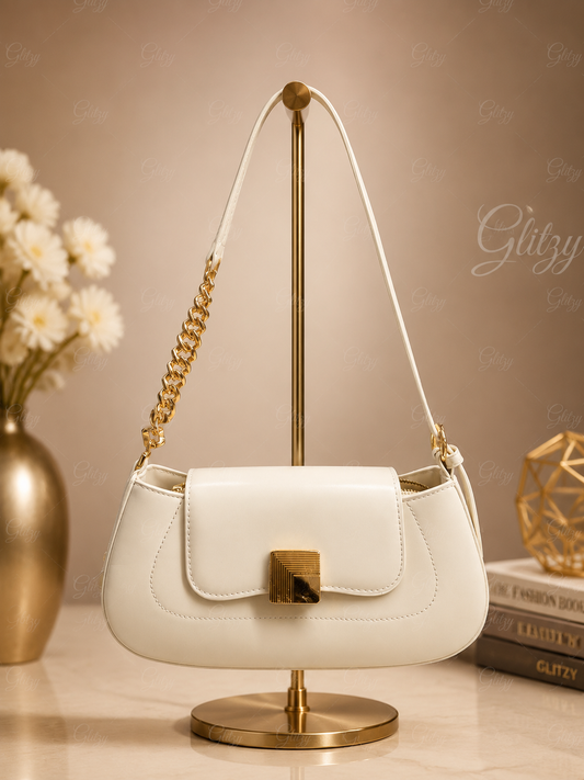 Trendy shoulder sling bag with long strap glossy finished and stylish looking| Glitzy