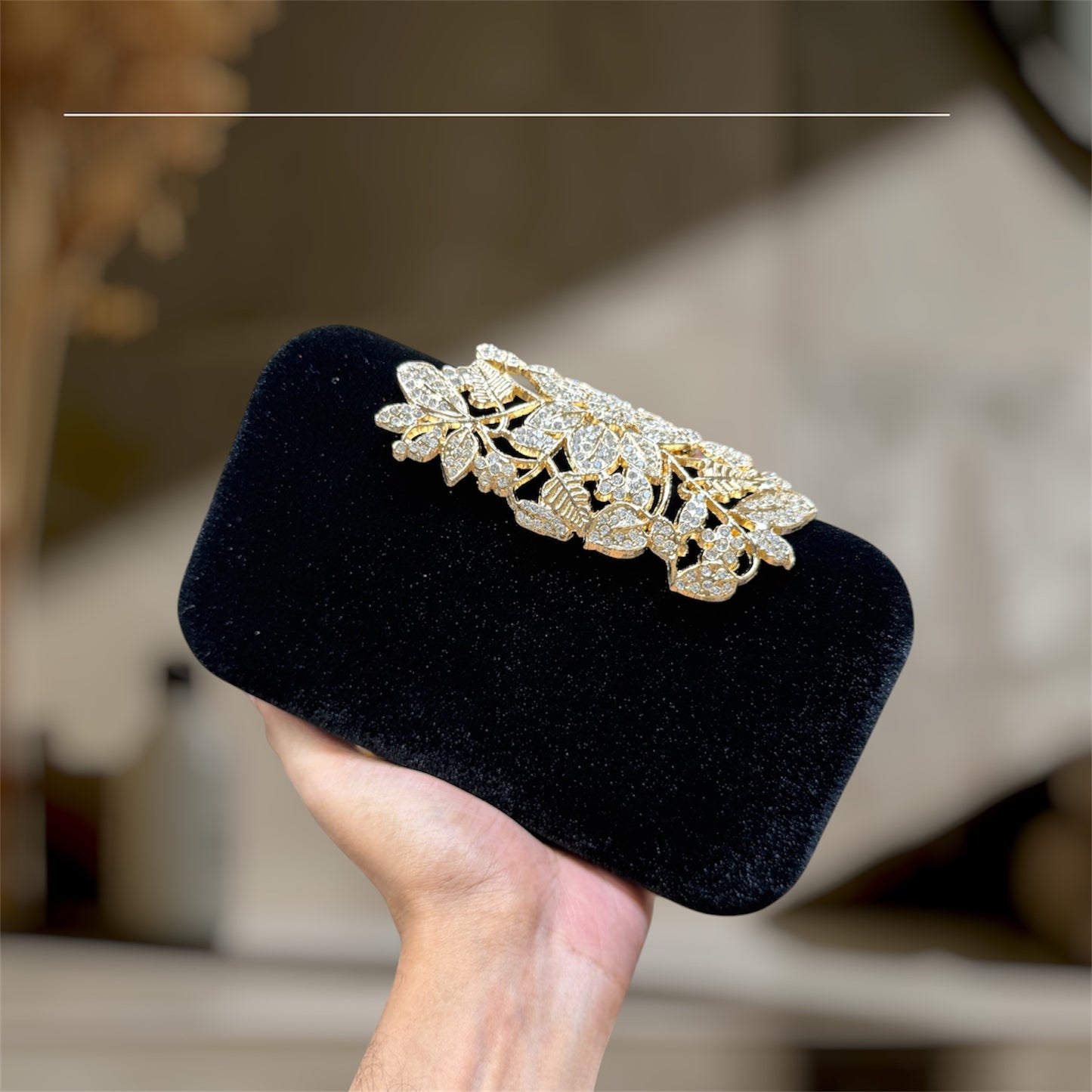 Beautiful Floral lock design velvet party purse