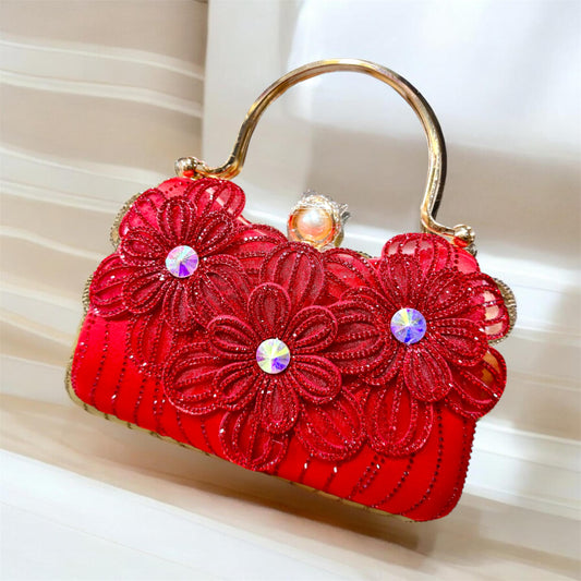 Beautiful flowers worked gorgeous party hand purse