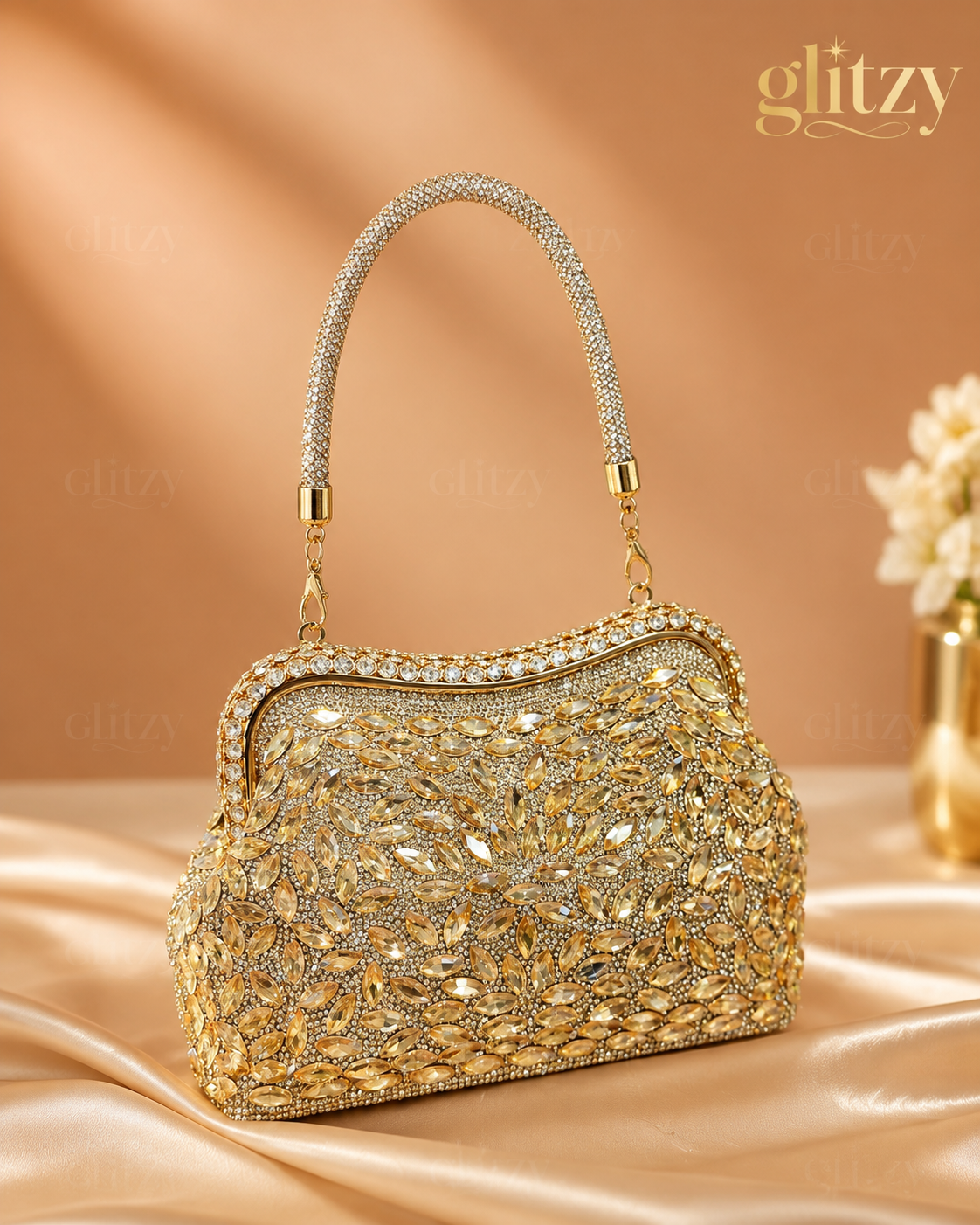 Luxurious all over rhinestone shine party handbag | GLITZY