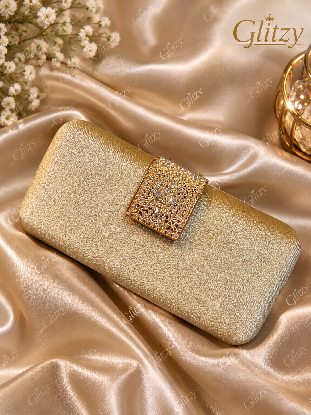 Glitzy Embellished Velvet Envelope Clutch