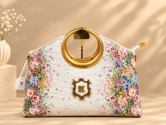Beautiful floral printed premium handbag | Glitzy