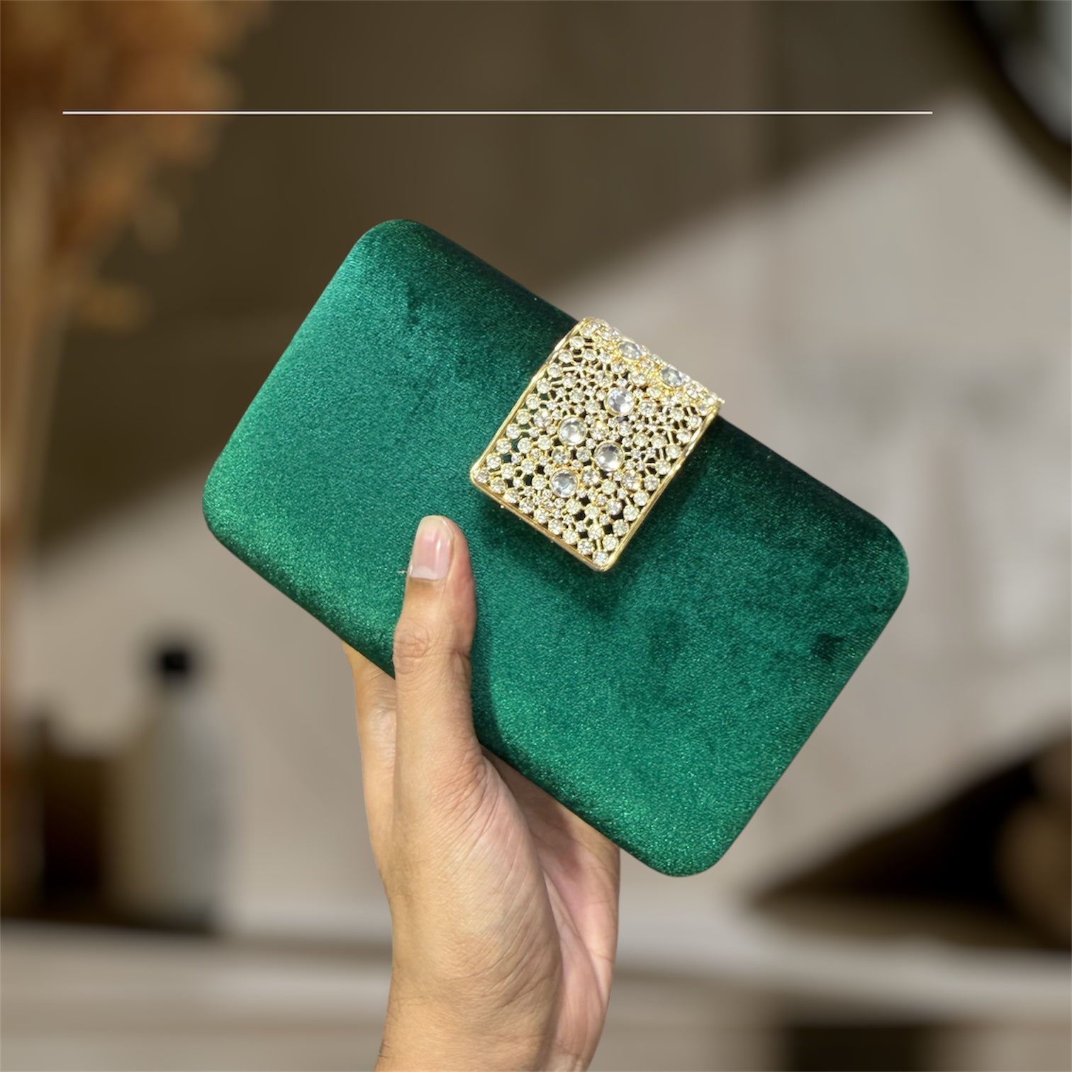 A chic evening party clutch with a velvet finish.
