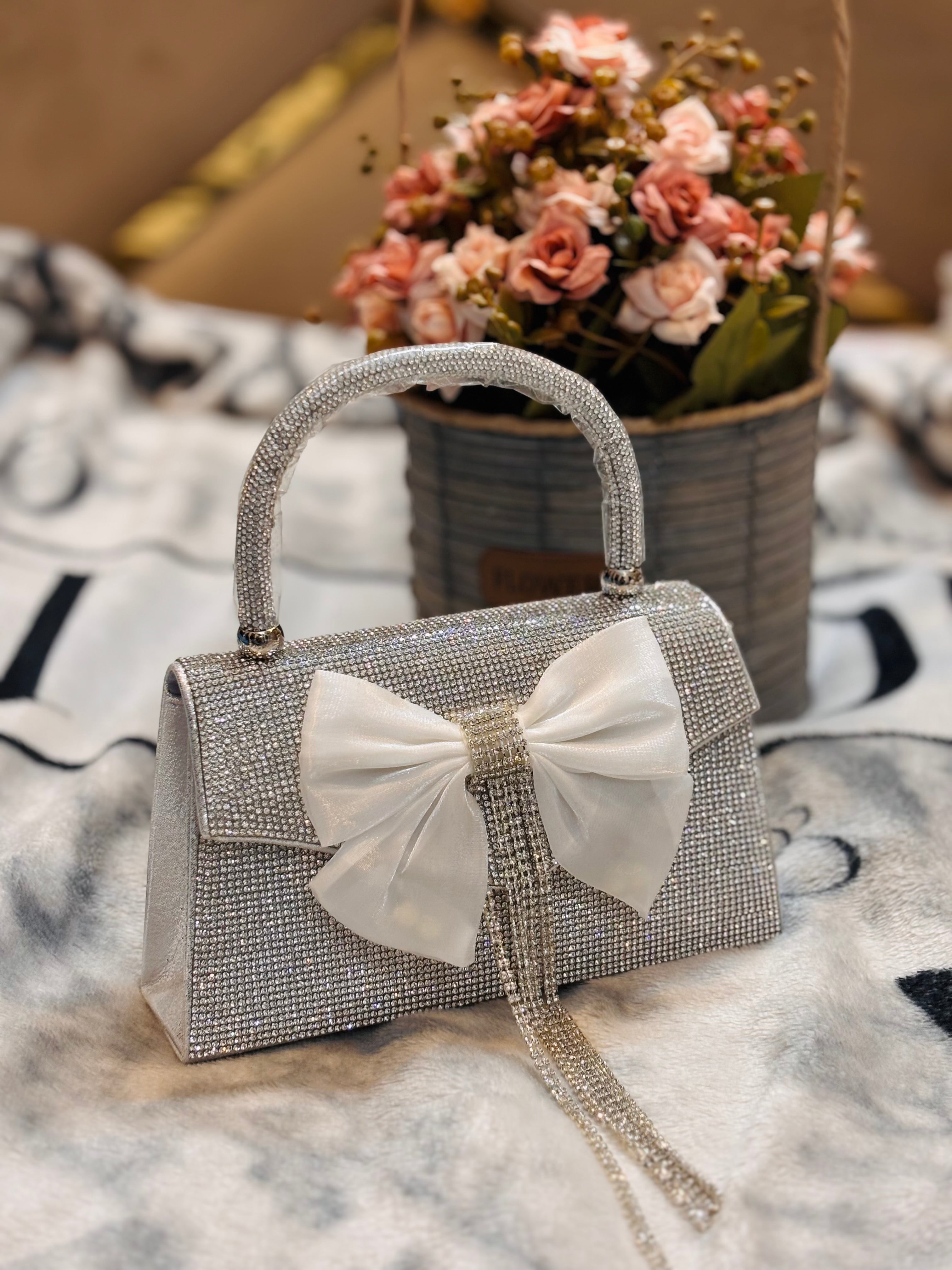 Shiney gorgeous stone worked party mini handbag