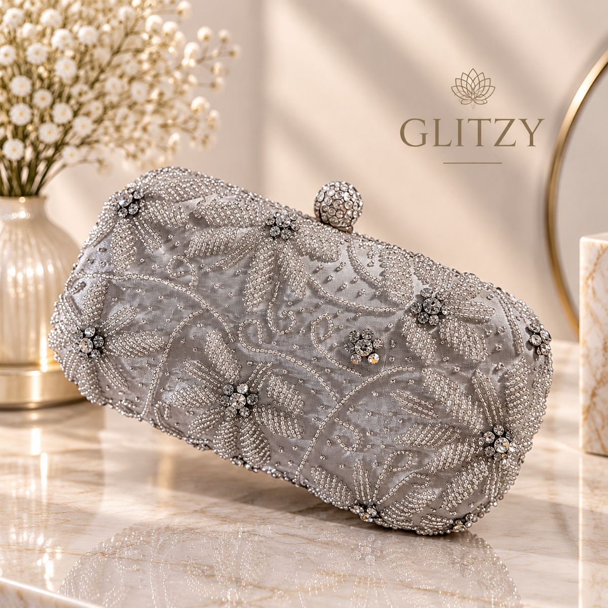 Handcrafted exclusive design party evening clutch | Glitzy