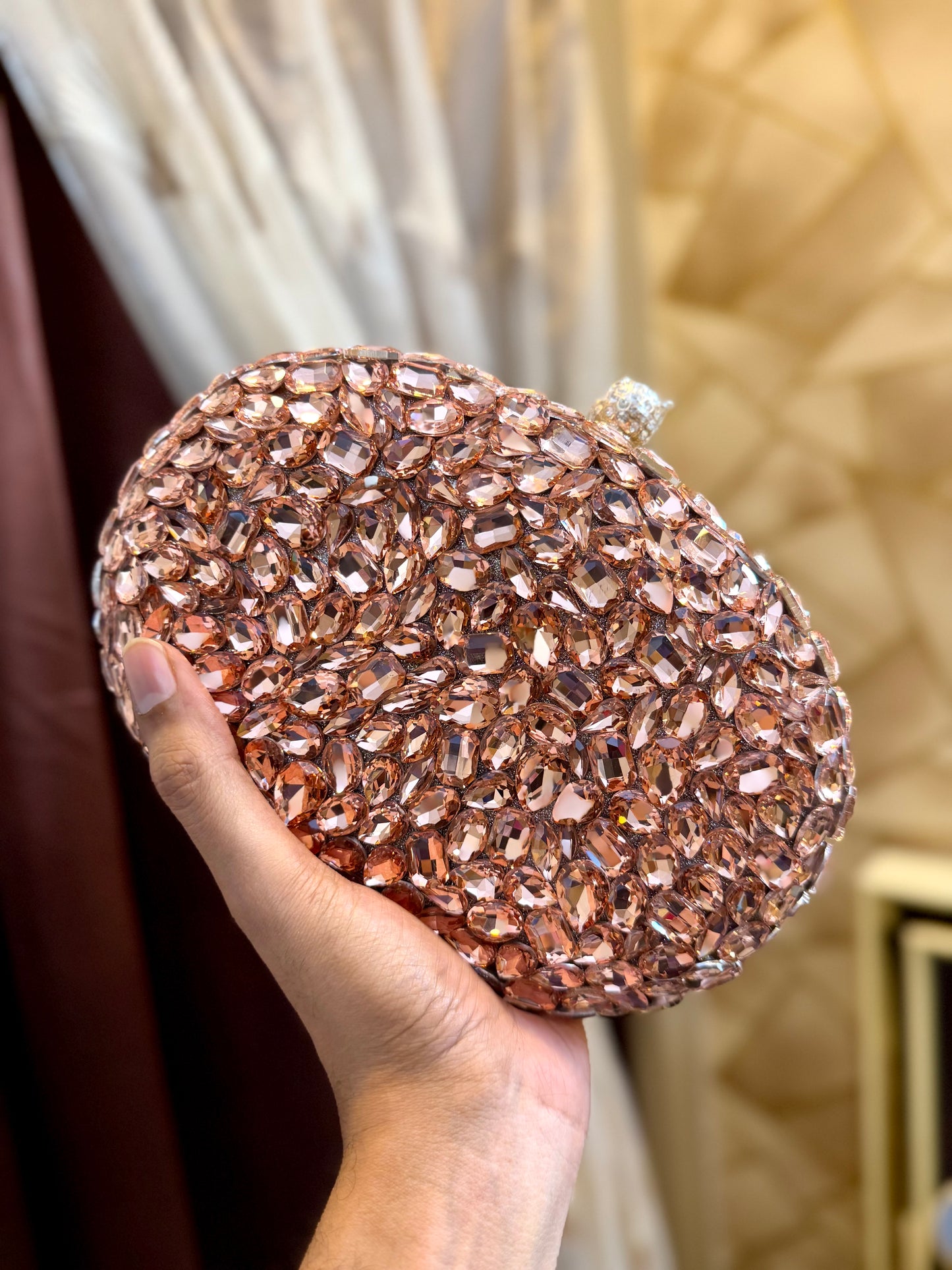 Exclusive diamond stone clutch- one side stone worked