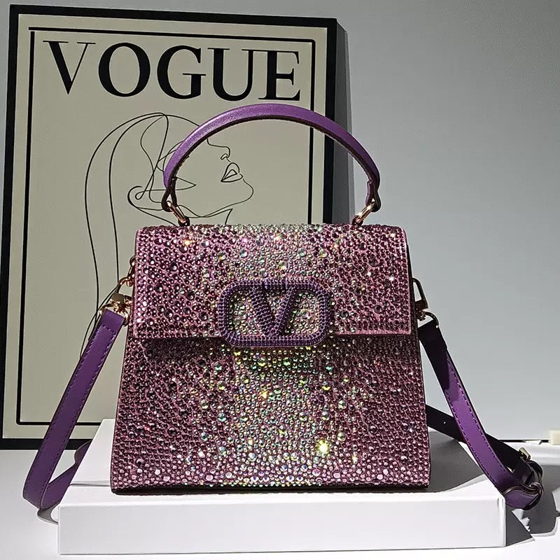 Luxury Sparkling Rhinestone handbag Bag with belt Strap Elegant Crossbody Fashion Shiny Evening Party Bag