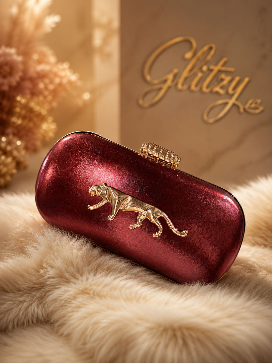 Exclusive luxury design shiny leather finish party evening clutch elegant look