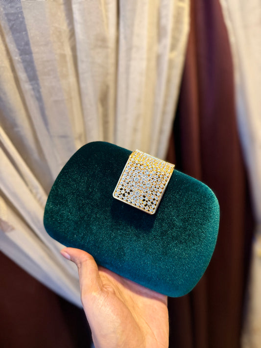 Classy look velvet exclusive round shape evening purse