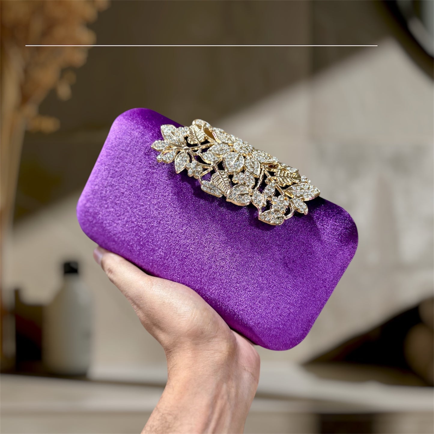 Beautiful Floral lock design velvet party purse