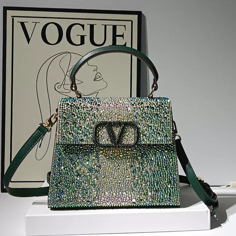 Luxury Sparkling Rhinestone handbag Bag with belt Strap Elegant Crossbody Fashion Shiny Evening Party Bag