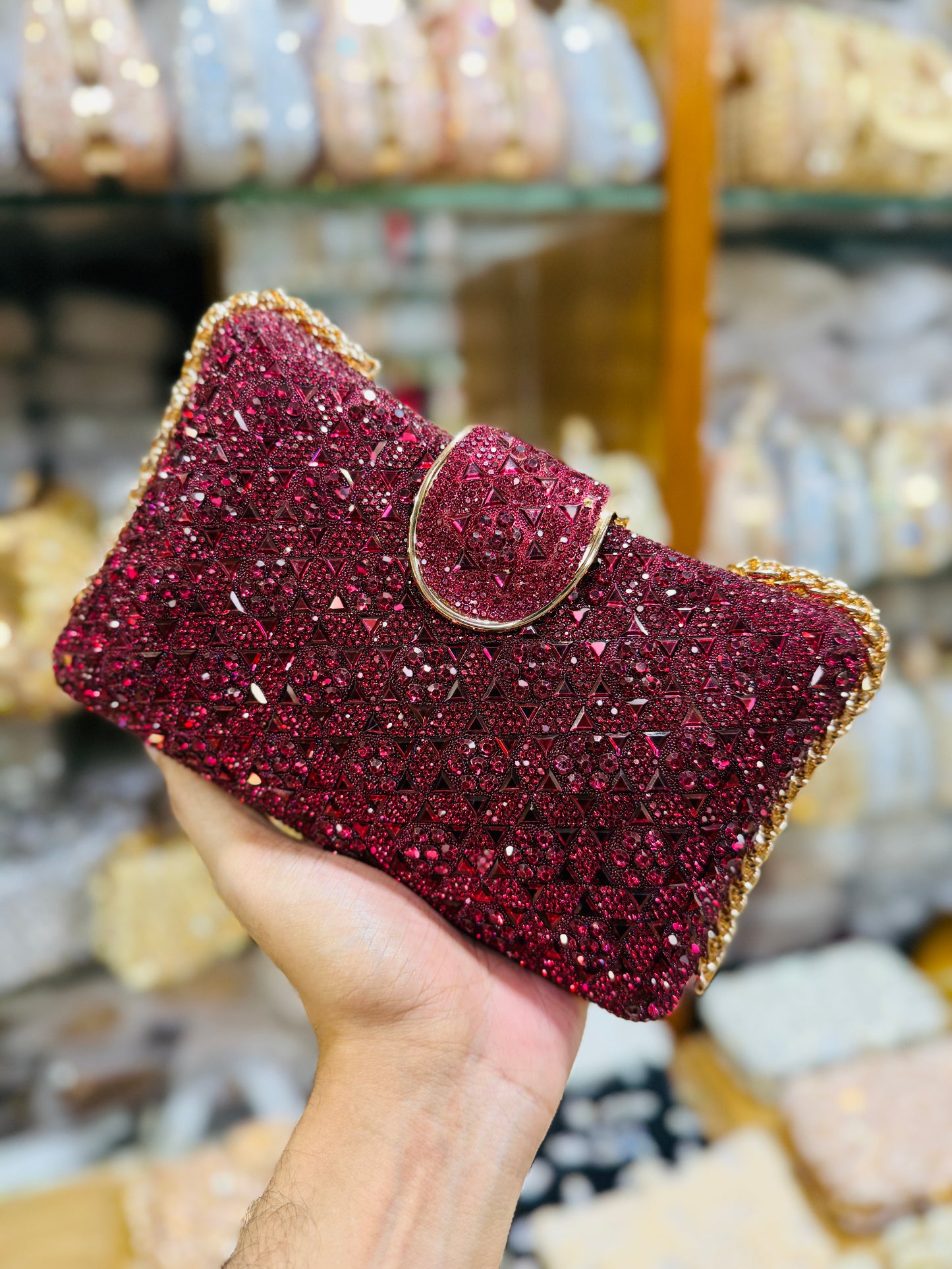 A stunning, elegant, and sophisticated clutch for a party.