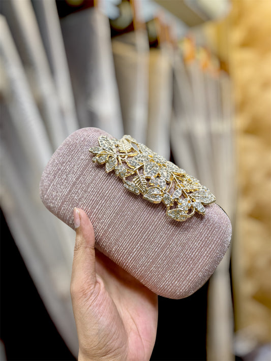 Floral lock classy shiny party clutch