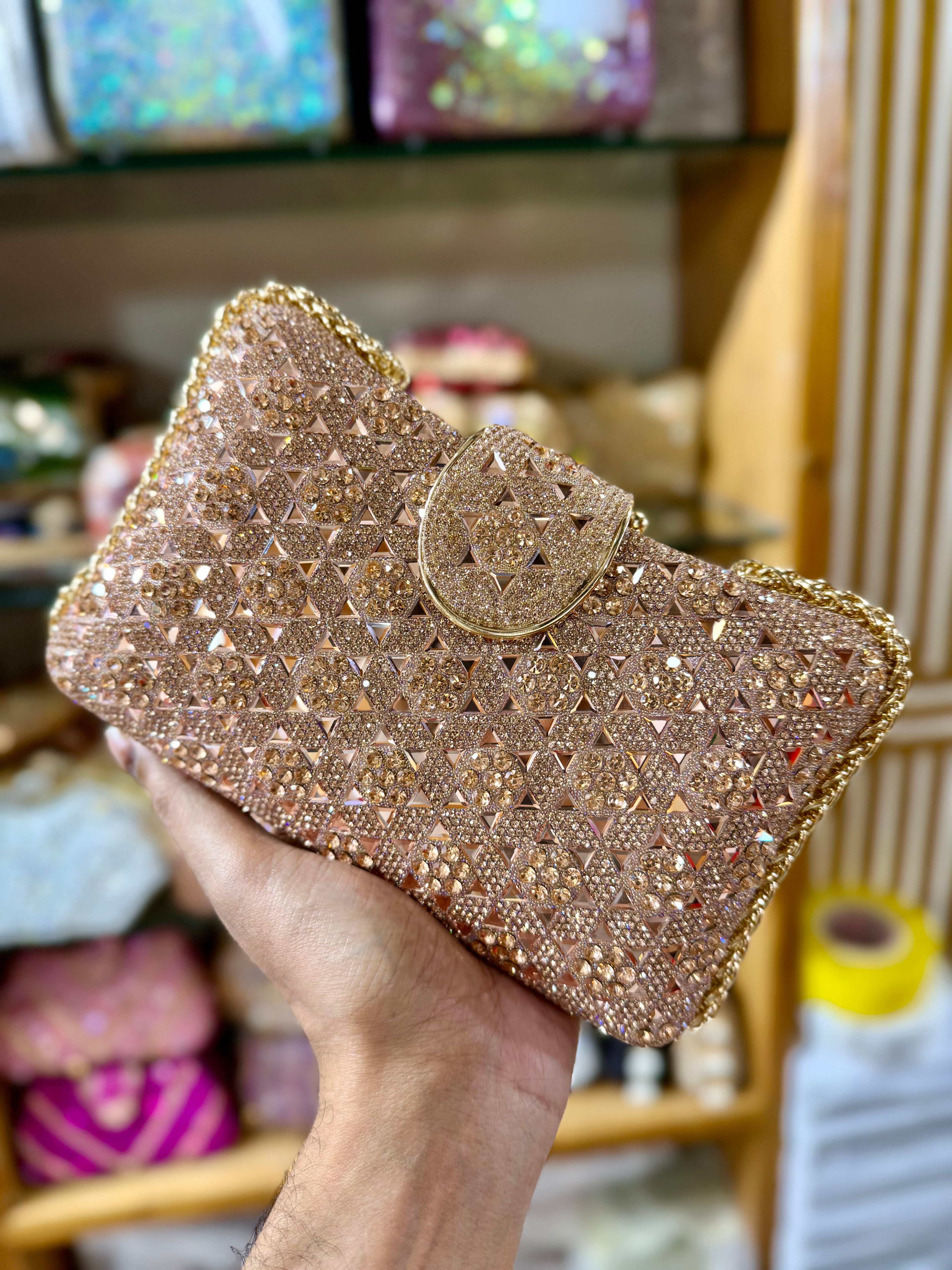 A stunning, elegant, and sophisticated clutch for a party.