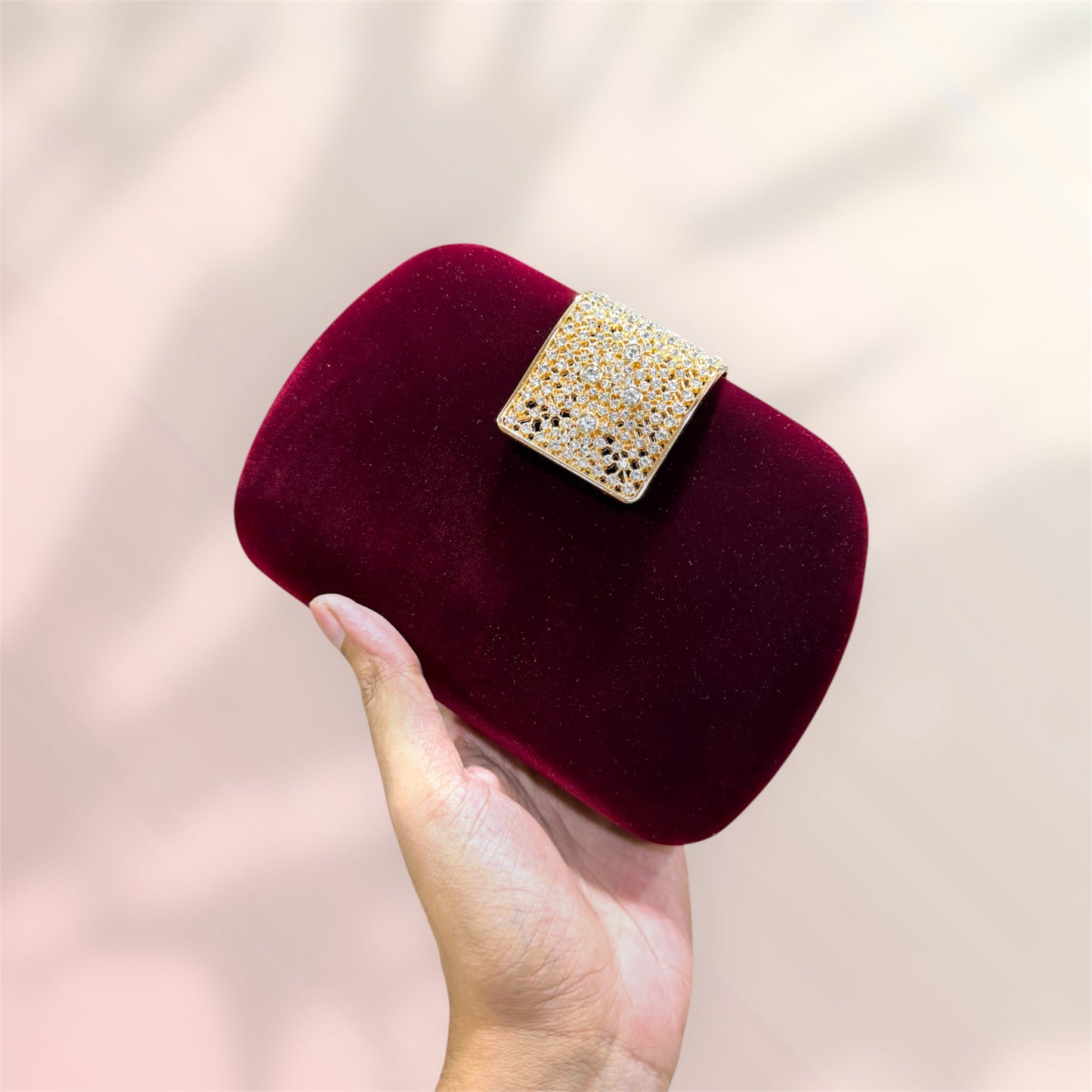 Classy look velvet exclusive round shape evening purse