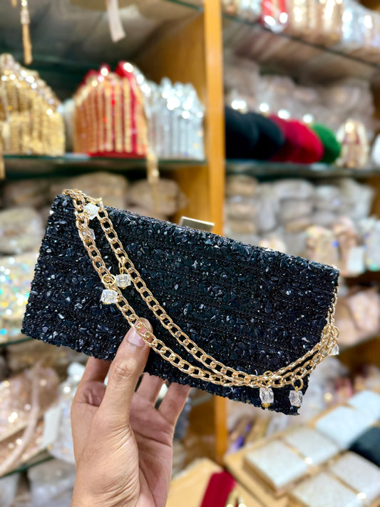 Sea stone worked party purse