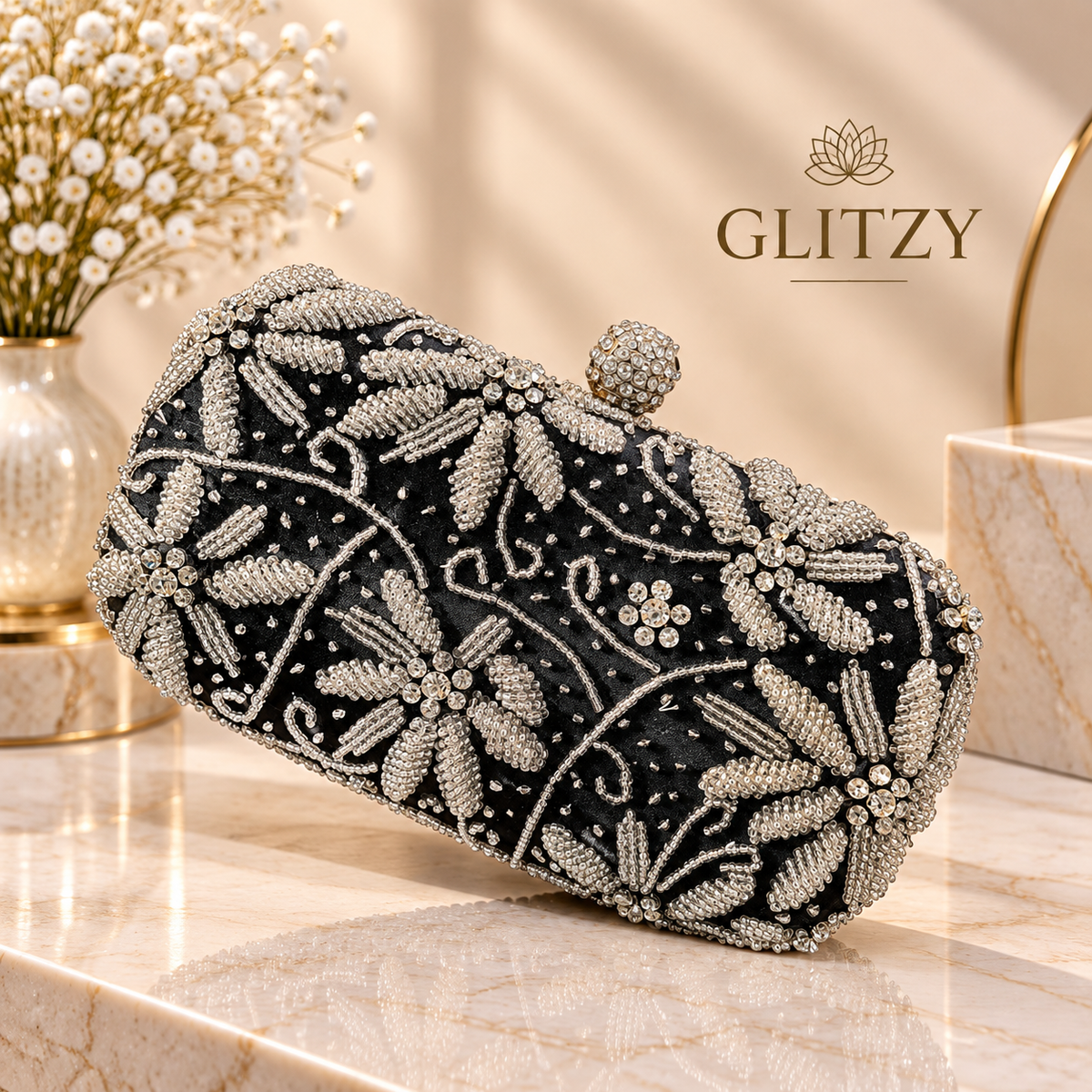 Handcrafted exclusive design party evening clutch | Glitzy