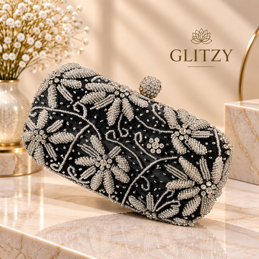 Handcrafted exclusive design party evening clutch | Glitzy