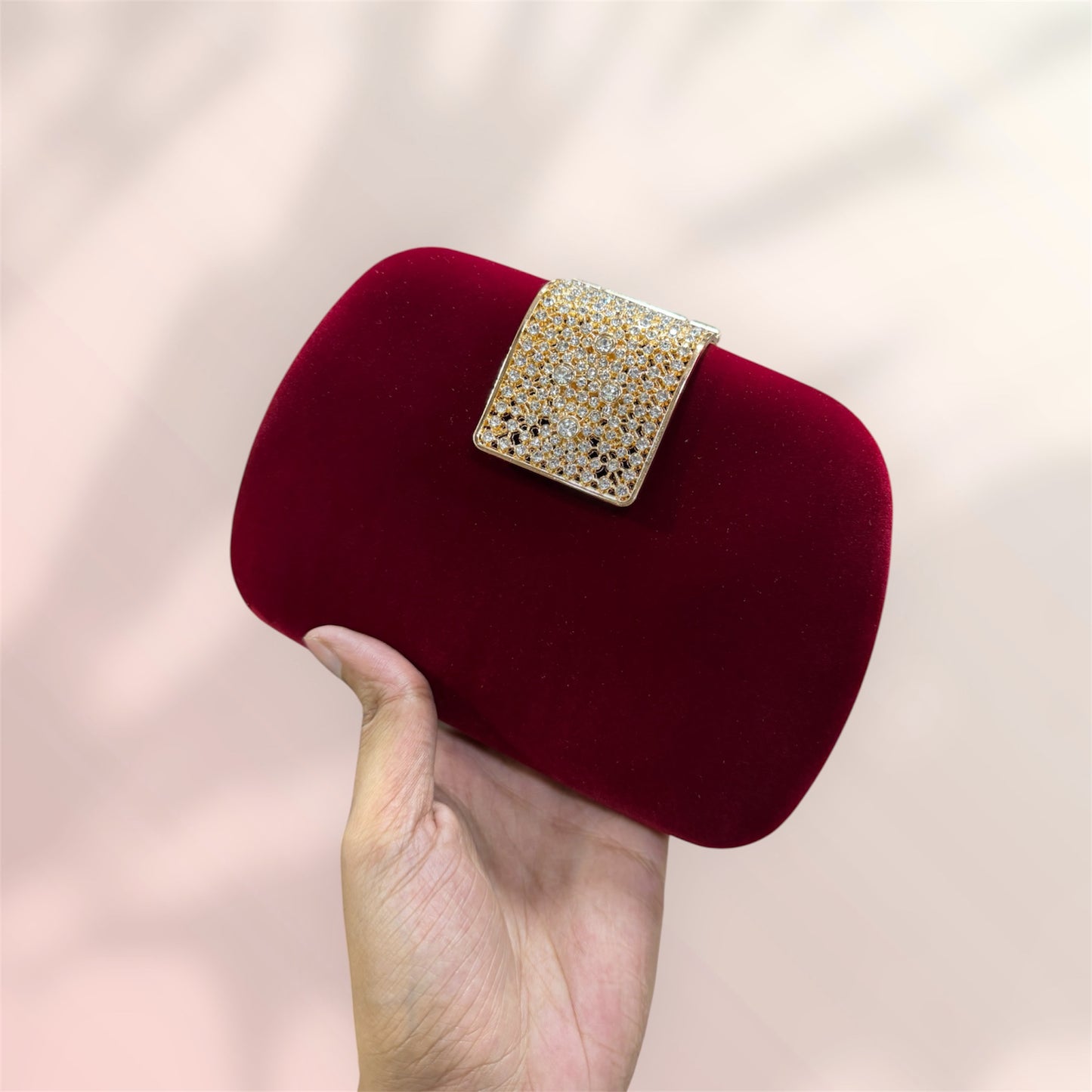 Classy look velvet exclusive round shape evening purse