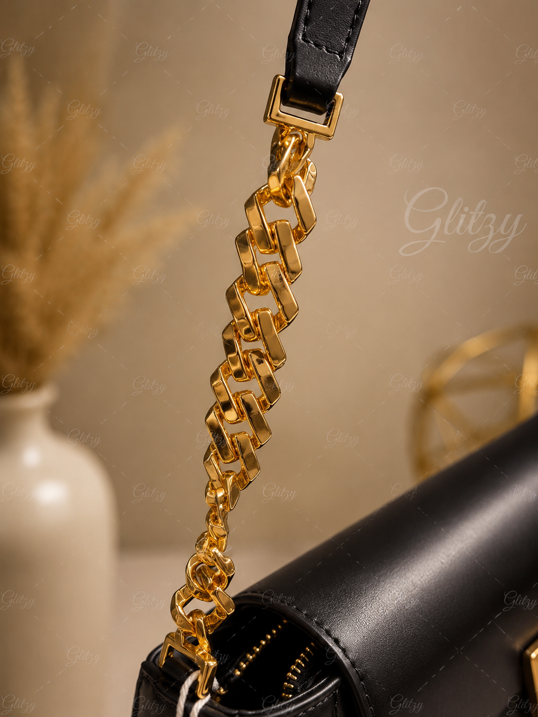 Trendy shoulder sling bag with long strap glossy finished and stylish looking| Glitzy