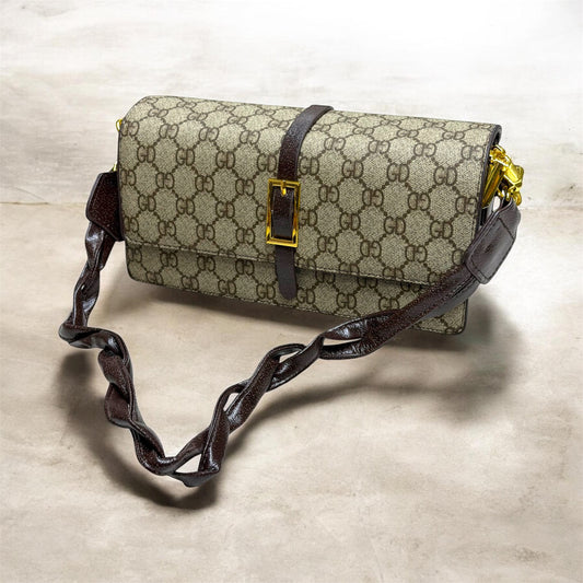 Stylish monogram prints shoulder sling bag and long strap