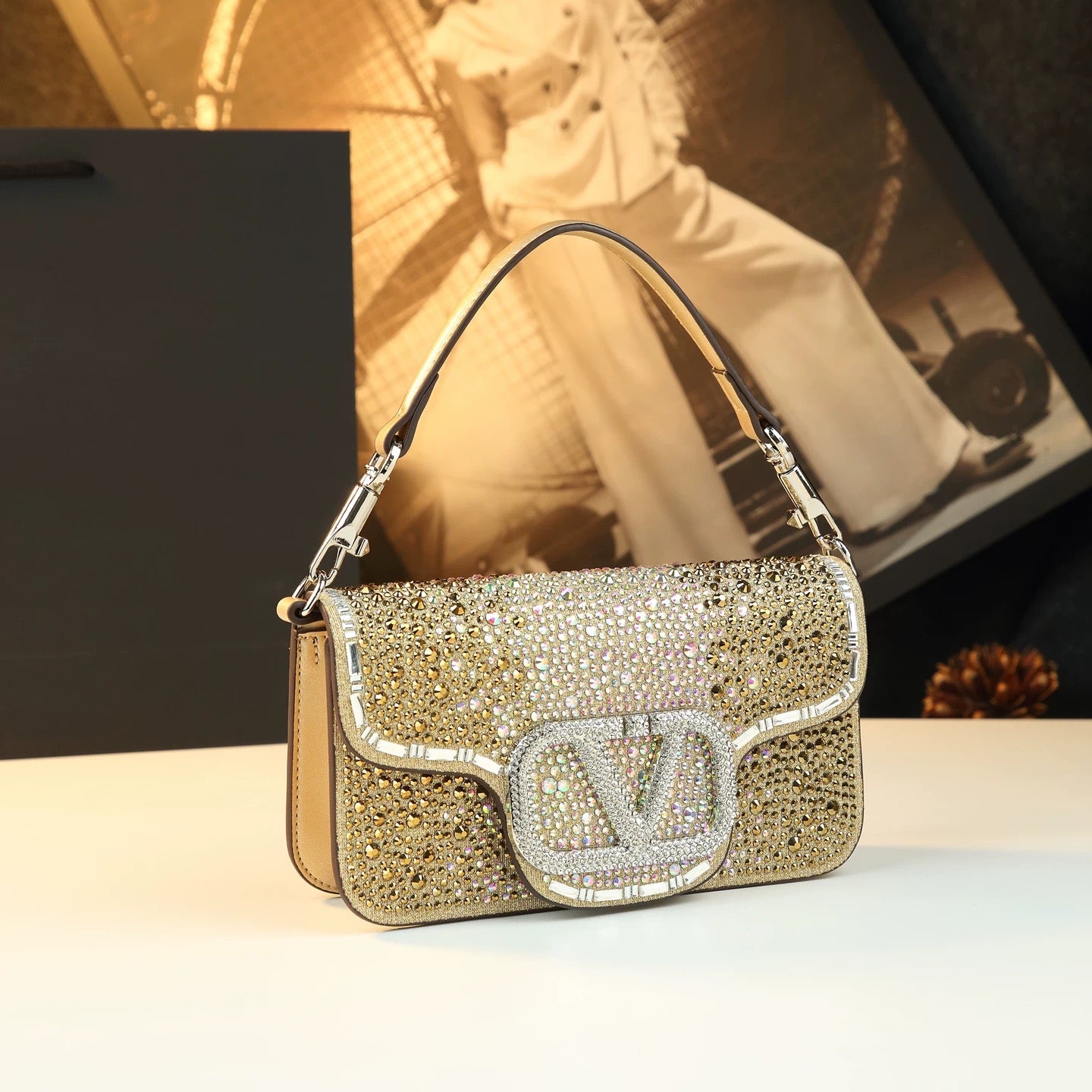 A luxurious, sparkling stone party bag