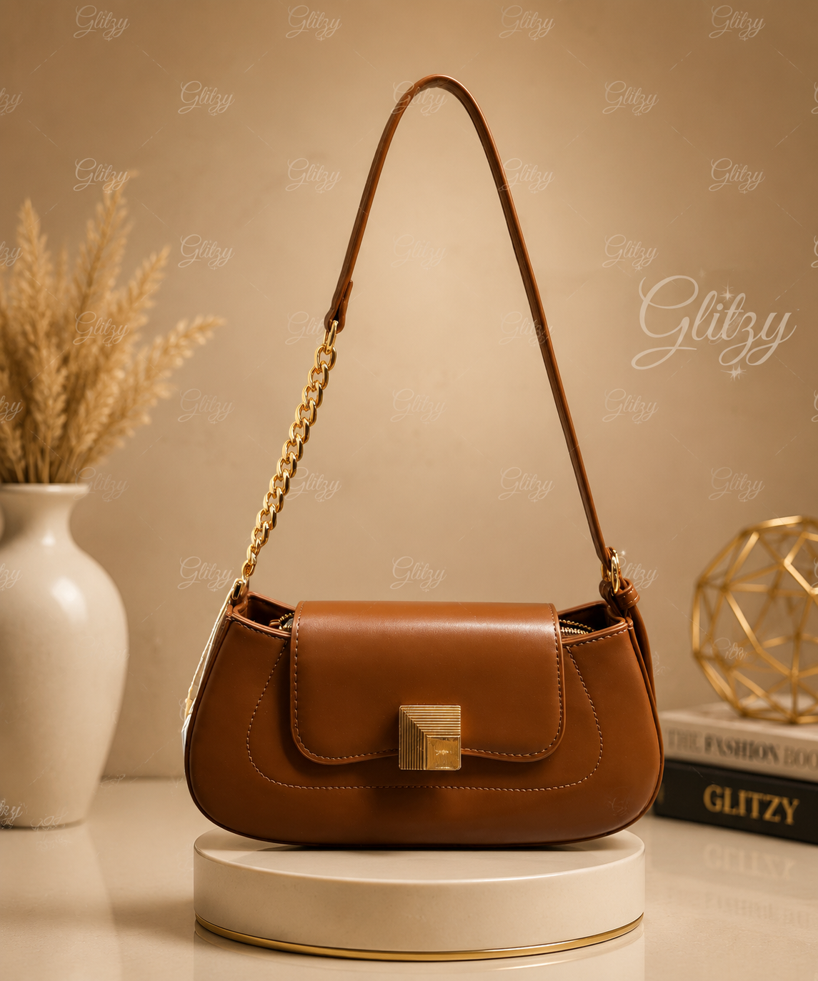 Trendy shoulder sling bag with long strap glossy finished and stylish looking| Glitzy