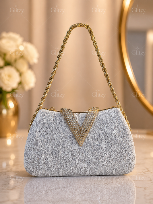 Beautiful V lock evening party clutch