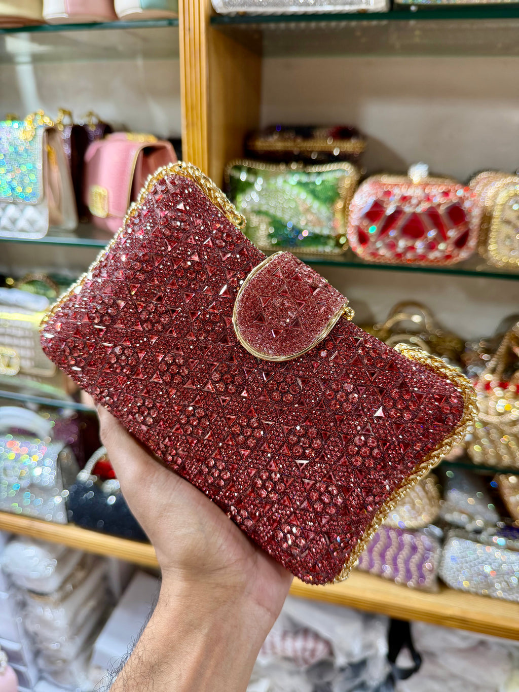 A stunning, elegant, and sophisticated clutch for a party.