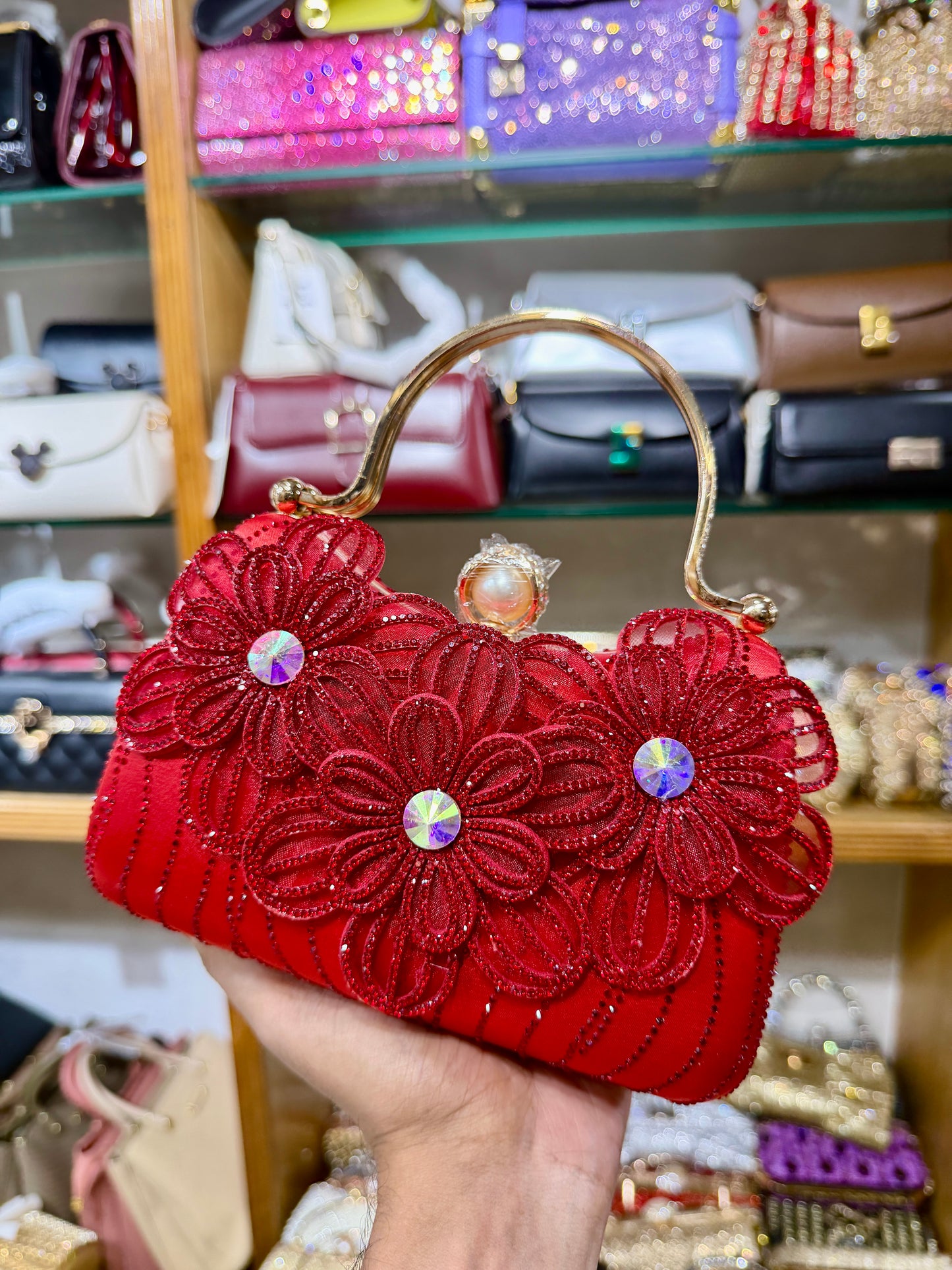 Beautiful flowers worked gorgeous party hand purse