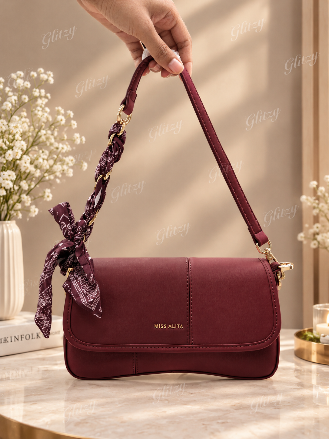 MISS ALITA premium fashionable and trendy shoulder bag with Long Strap | Glitzy