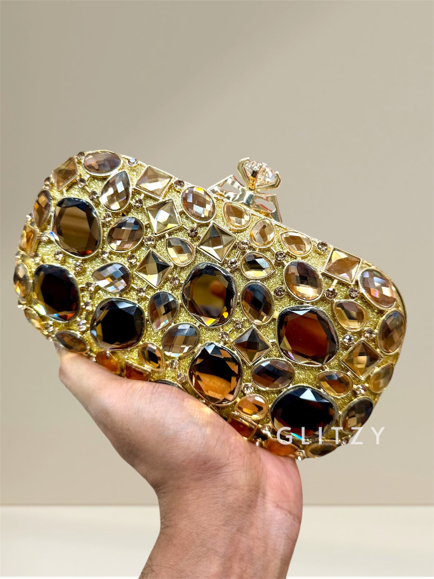 Exclusive big side stone worked gorgeous party clutch, wedding and parties best collection