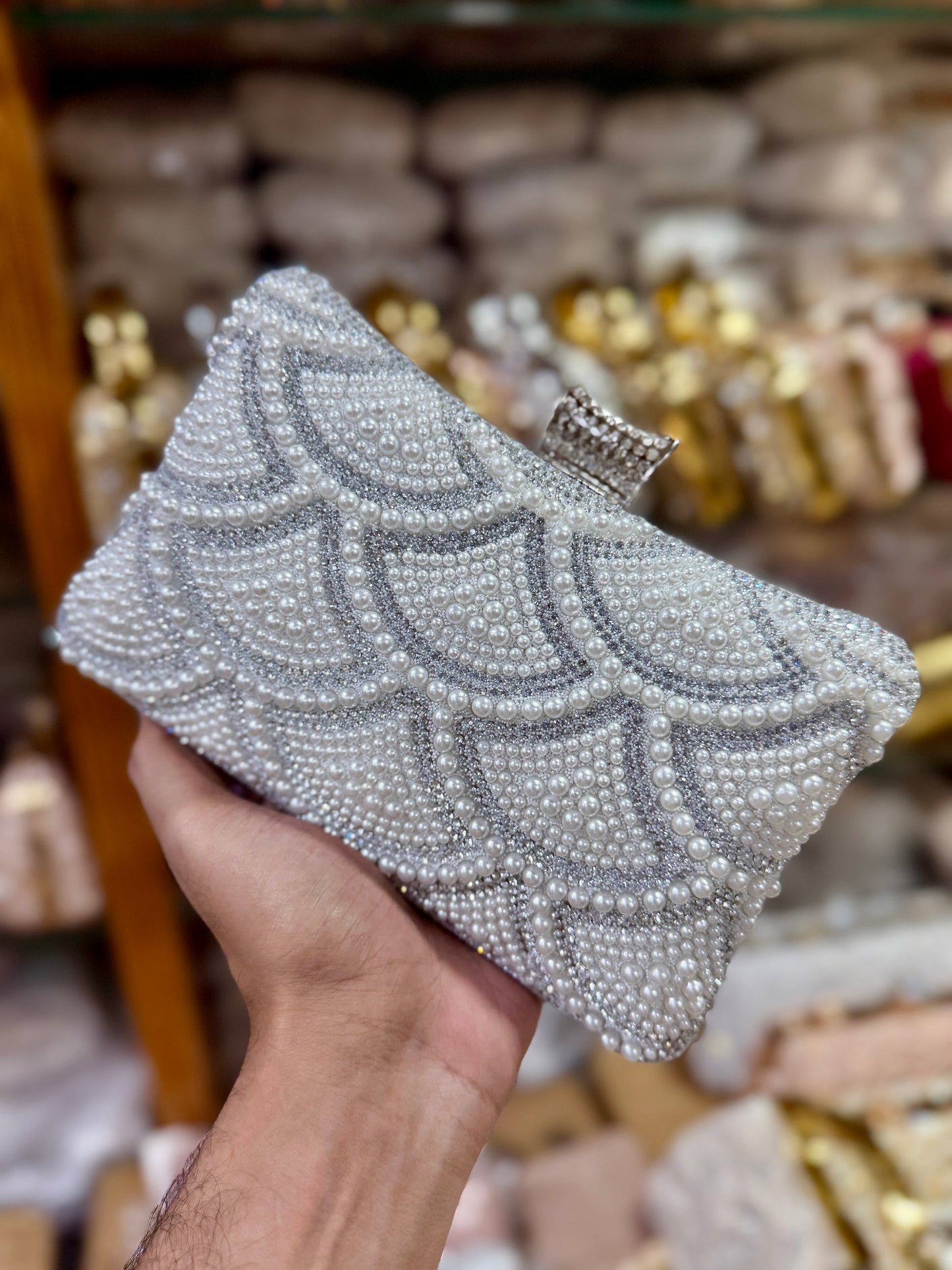 Beautiful one side gorgeous pearl worked party at discount OFFER | Glitzy silver color