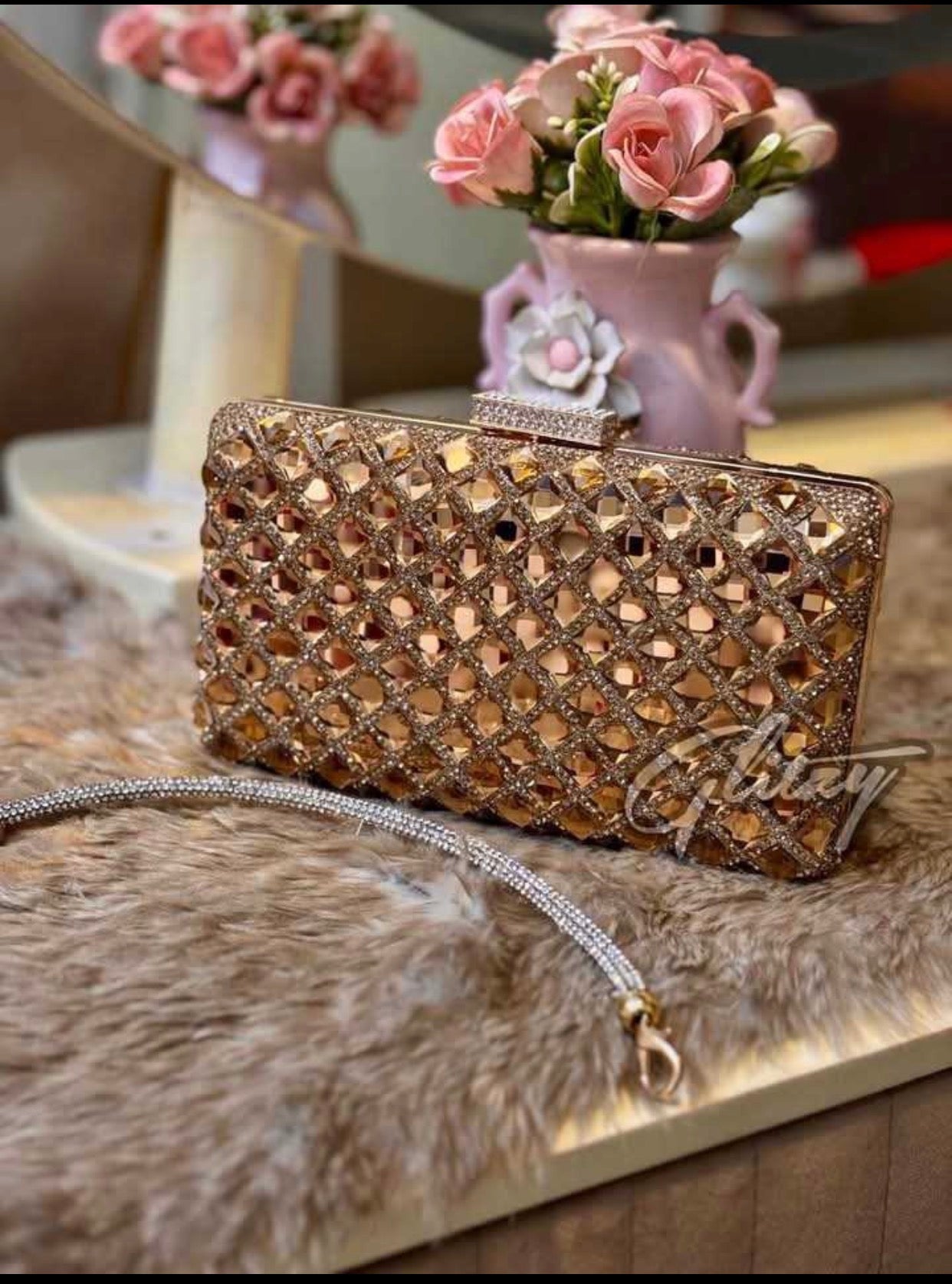 Exclusive party clutch diamond cut clutch