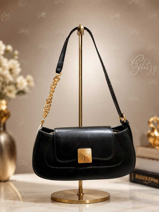 Trendy shoulder sling bag with long strap glossy finished and stylish looking| Glitzy