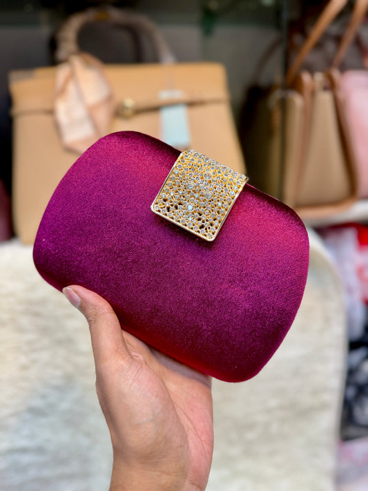 Classy look velvet exclusive round shape evening purse