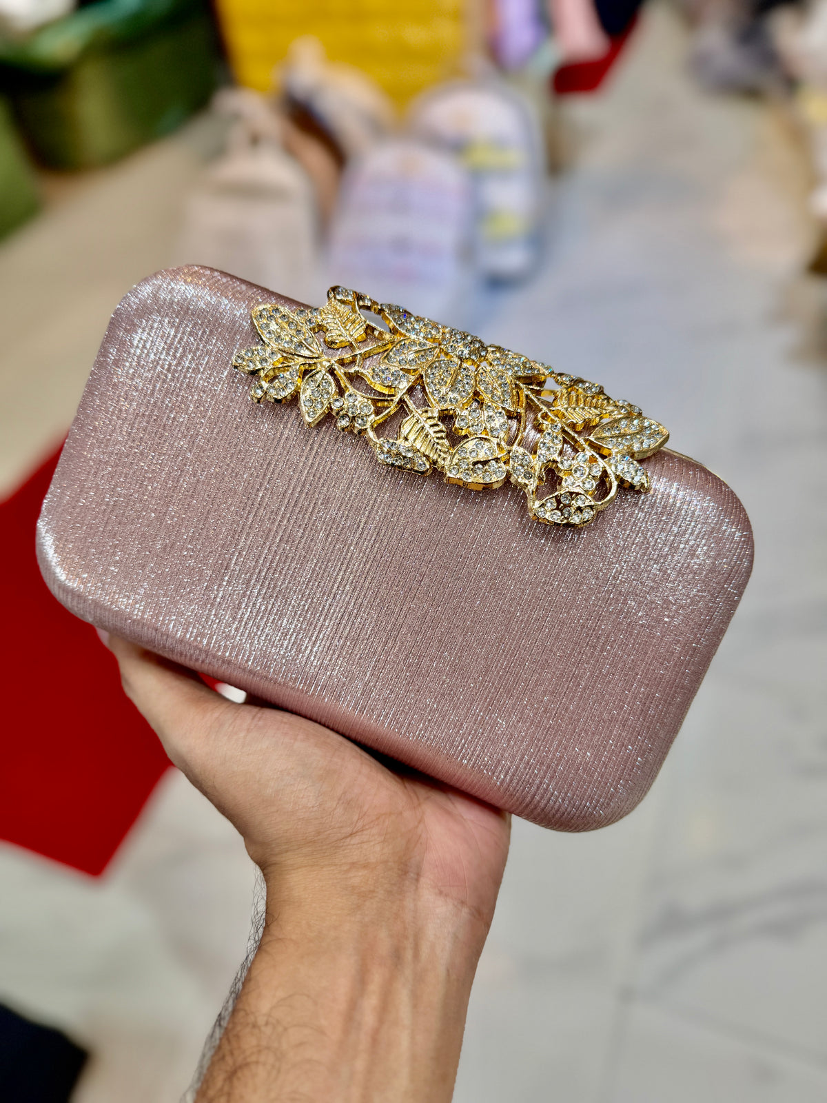 Floral lock classy shiny party purse