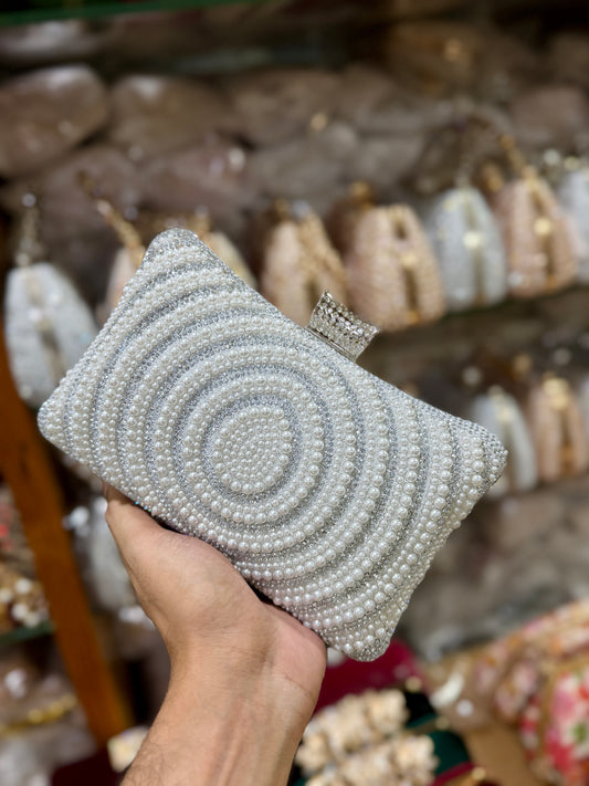 Beautiful one gorgeous pearl worked party at discount OFFER | Glitzy silver