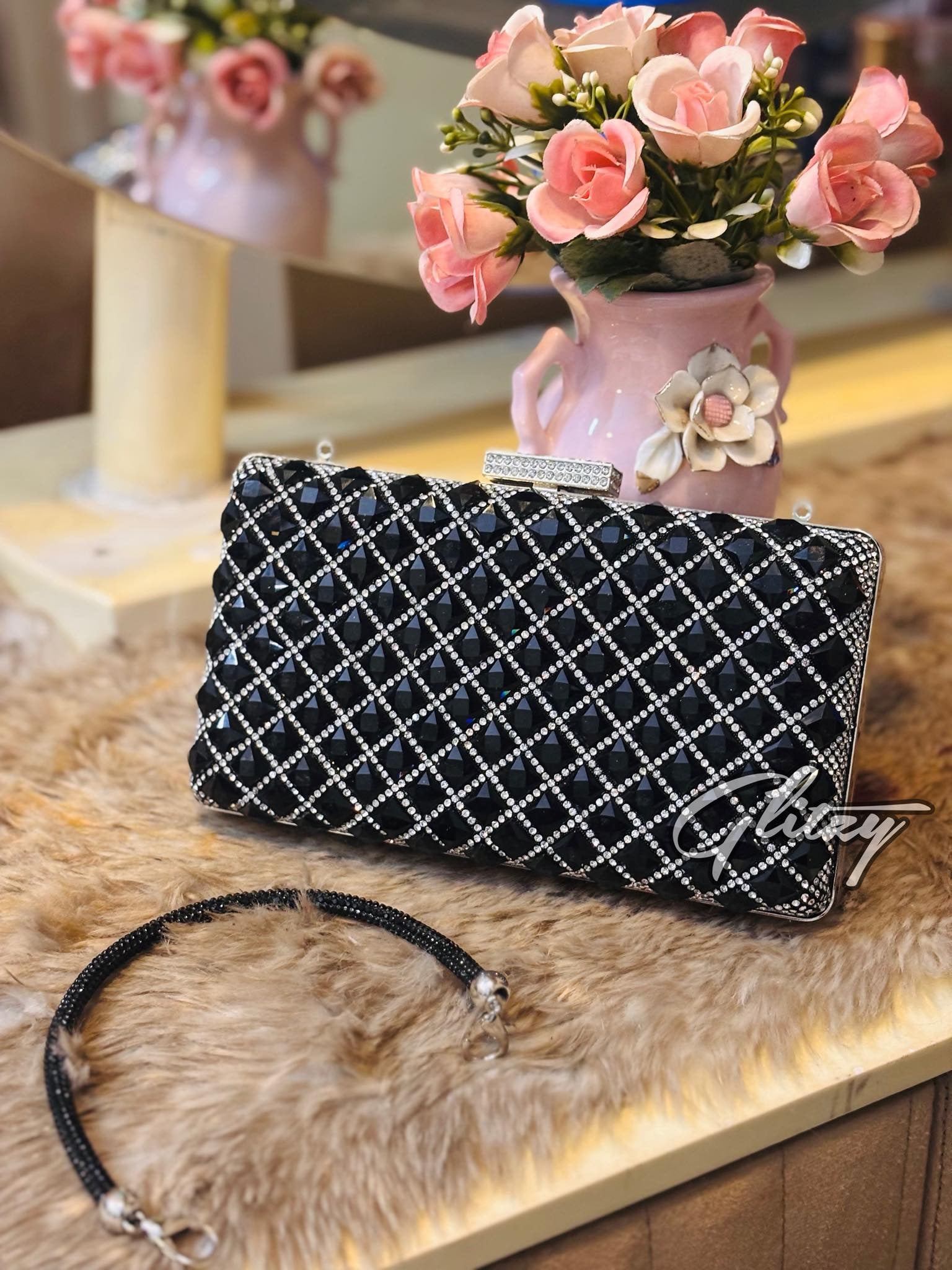 Exclusive party clutch diamond cut clutch