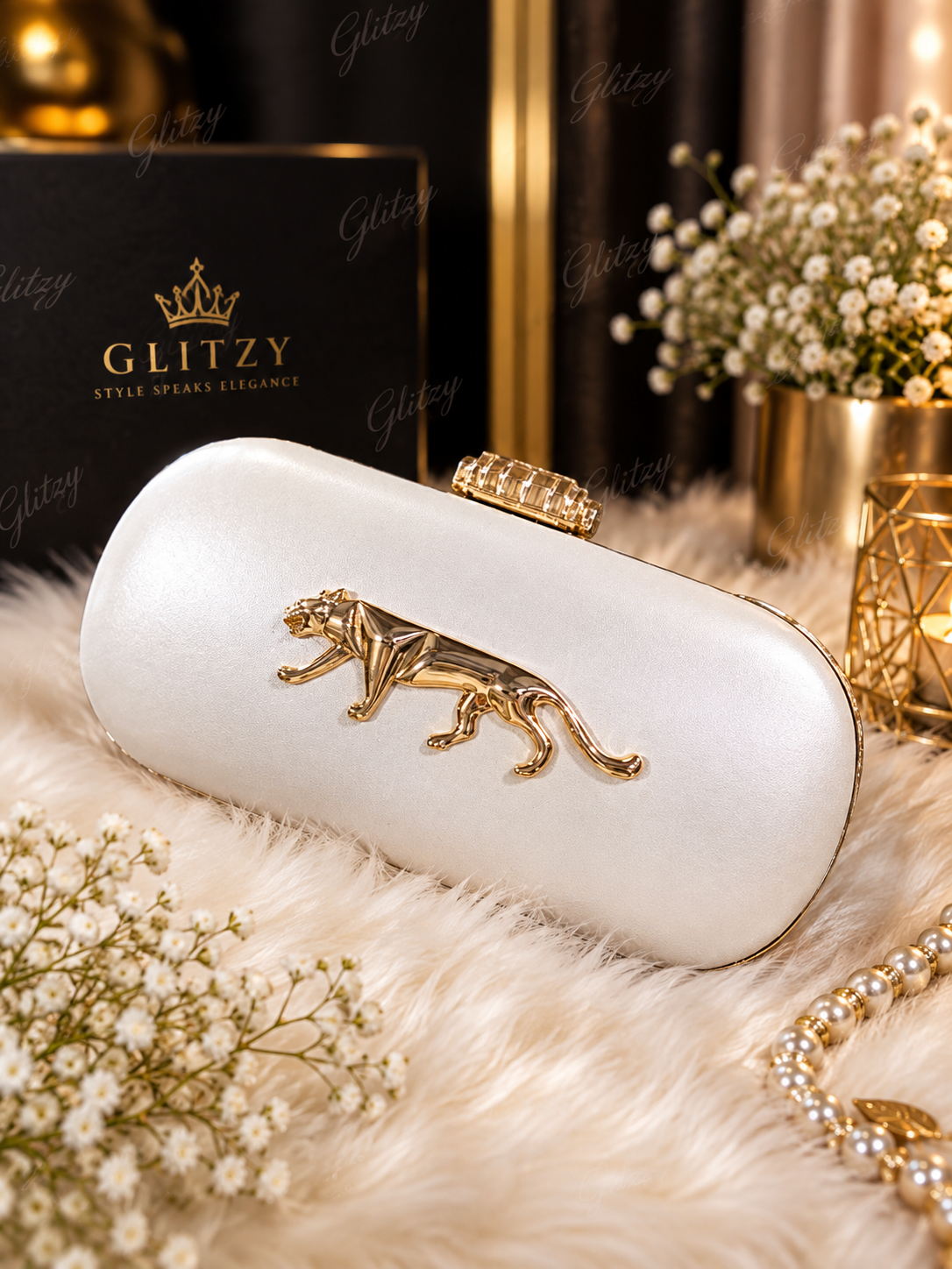 Exclusive luxury design shiny leather finish party evening clutch elegant look