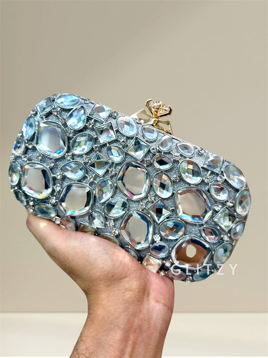 Exclusive big side stone worked gorgeous party clutch, wedding and parties best collection