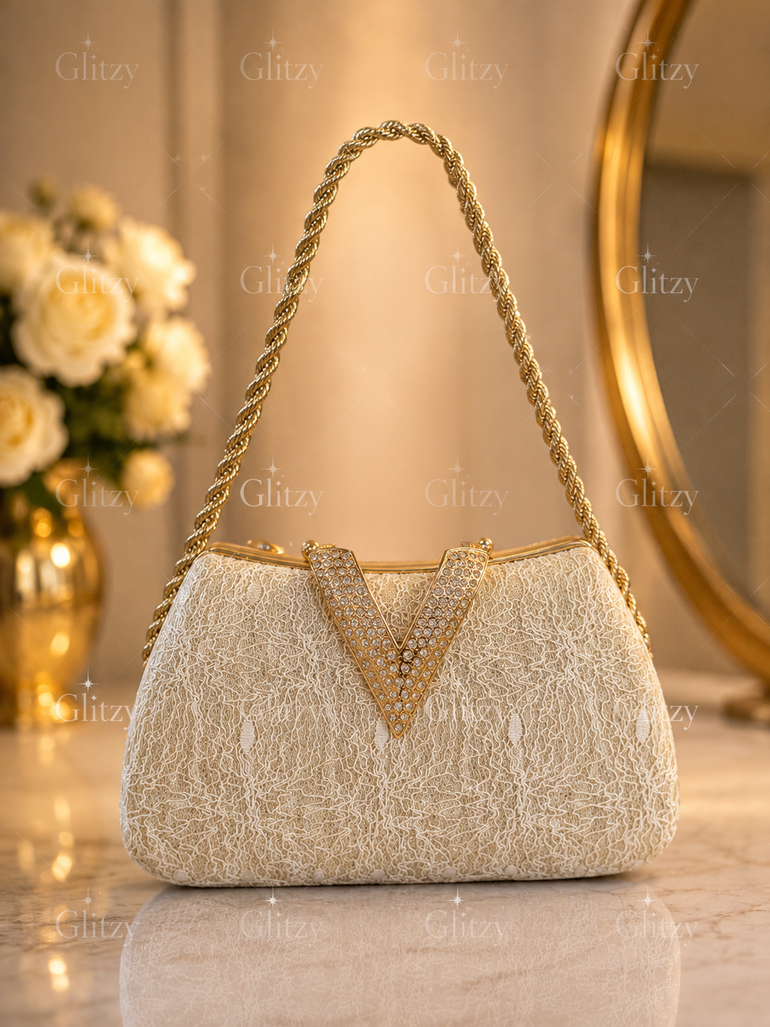 Beautiful V lock evening party clutch