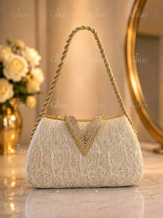 Beautiful V lock evening party clutch