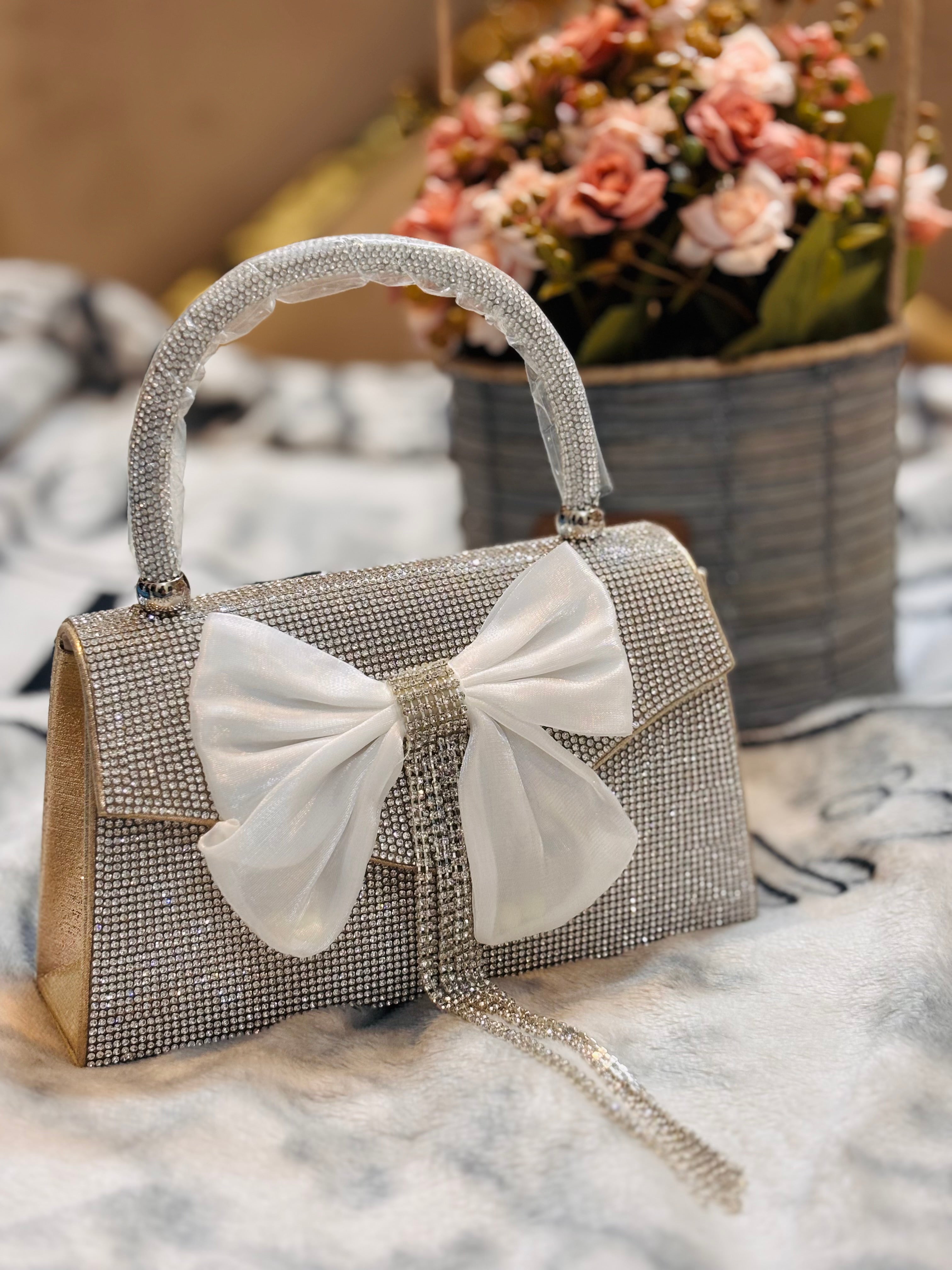 Shiney gorgeous stone worked party mini handbag