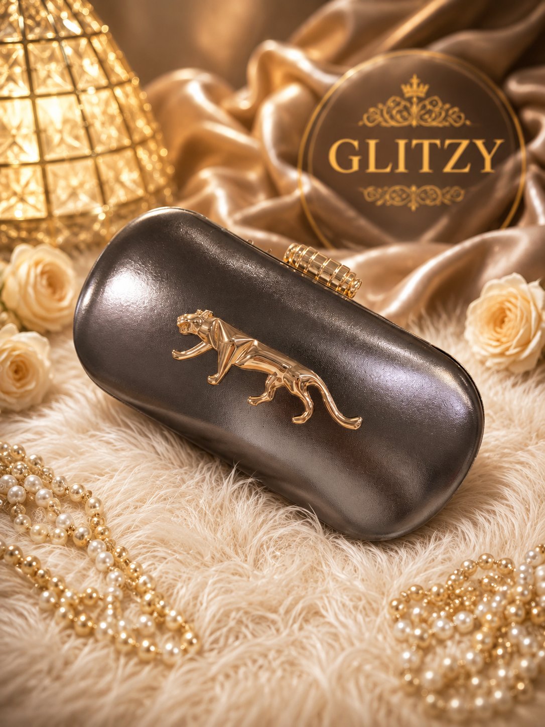 Exclusive luxury design shiny leather finish party evening clutch elegant look