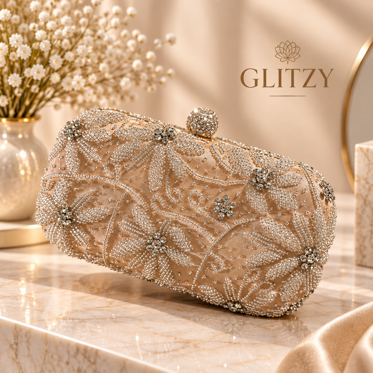 Handcrafted exclusive design party evening clutch | Glitzy